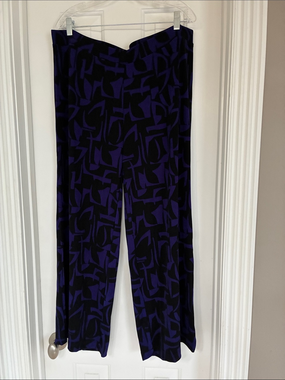 Chico's Black and Purple Abstract Wide-Leg Pants